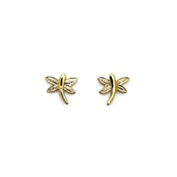 Aros Libelula Enchapado Oro 18K Dorado TALLA UNICA