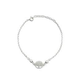 Pulsera Arbol De La Vida Circon Blanco Plata Fina 925 Plateado TALLA UNICA