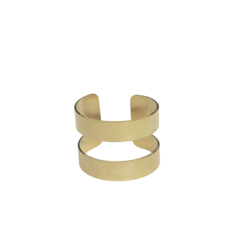 Anillo 2 Argollas Satinadas Enchapado Oro 18K Adaptable Dorado TALLA UNICA