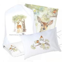 Juego de Cama Funda de Plumon + Sabana Bajera +2 Fundas Almohada Bambi Bosque 1 Plaza