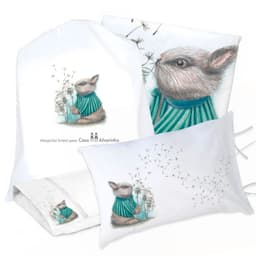 Juego de Cama Funda de Plumon + Sabana Bajera +2 Fundas Almohada Conejo Pide un Deseo 1 Plaza