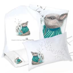 Juego de Cama Funda de Plumon + Sabana Bajera +2 Fundas Almohada Conejo Pide un Deseo 1,5 Plazas