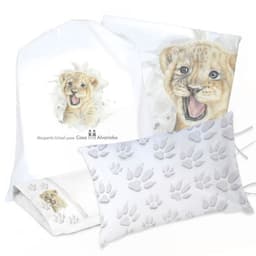 Juego de Cama Funda de Plumon + Sabana Bajera +2 Fundas Almohada Leon Valiente 1 Plaza