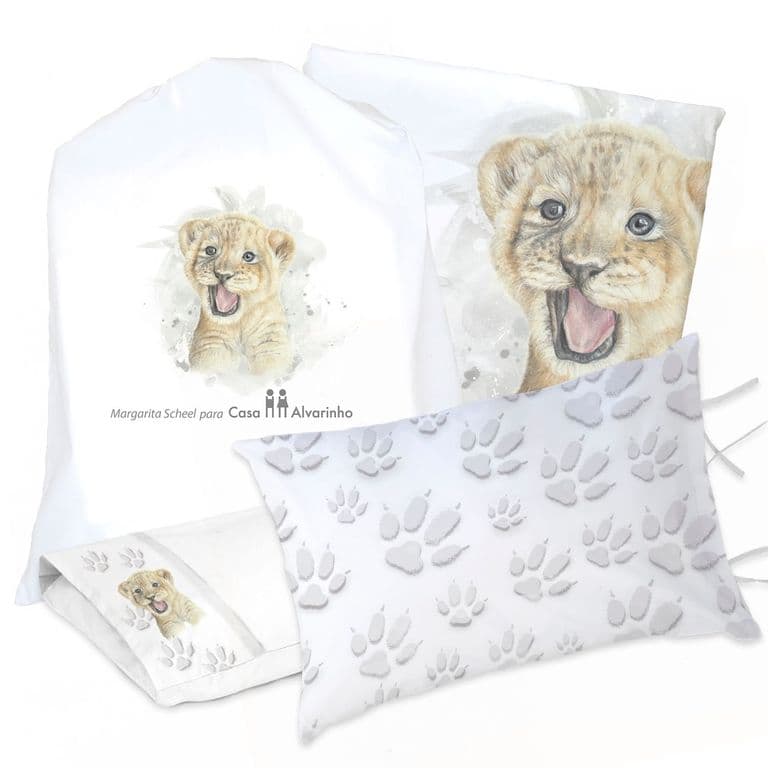 Juego de Cama Funda de Plumon + Sabana Bajera +2 Fundas Almohada Leon Valiente 1 Plaza