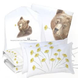 Juego de Cama Funda de Plumon + Sabana Bajera + 4 Fundas Almohada Osa Amable 2 Plazas