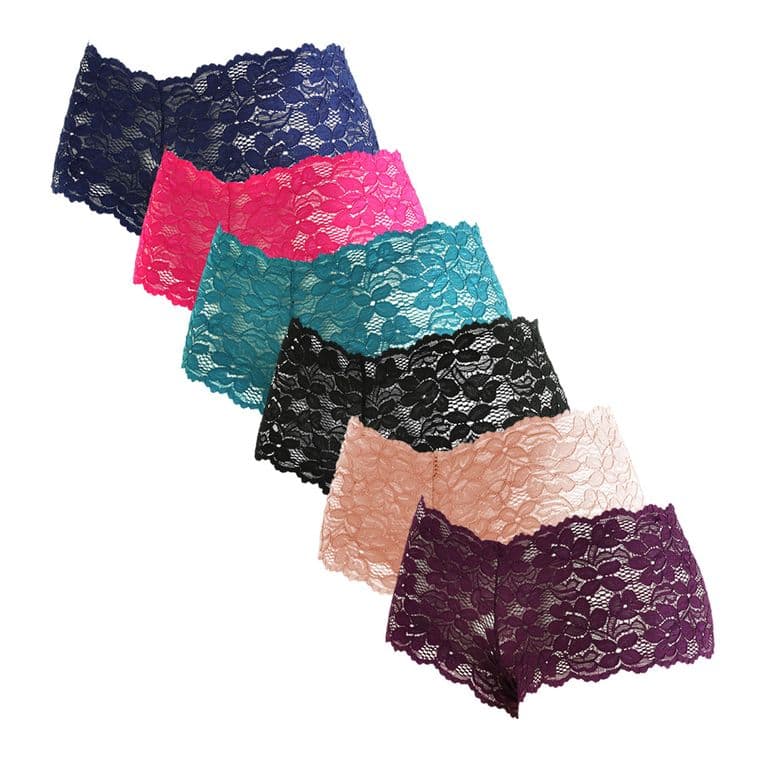 Pack de 6 Calzon Pantaleta de Encaje Negro L