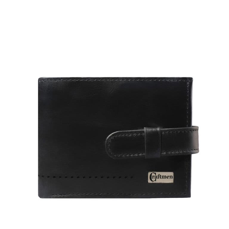 Billetera con lengueta 100% cuero natural negro Negro ...