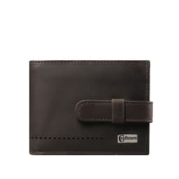 Billetera con lengueta 100% cuero natural cafe Cafe ...
