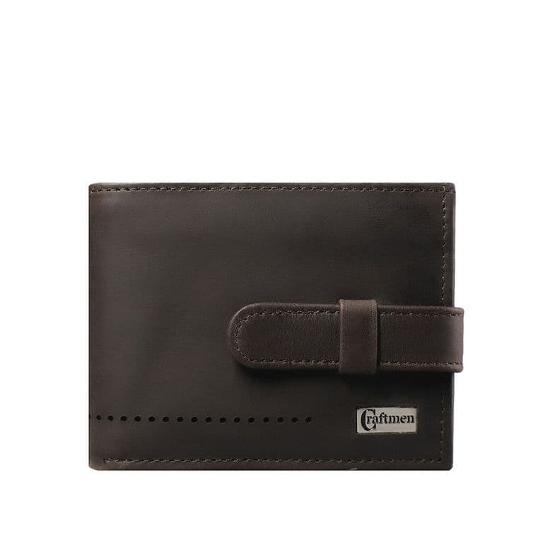 Billetera con lengueta 100% cuero natural cafe Cafe ...
