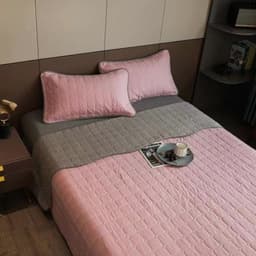 Cubrecama Quilt Rosado Gris Reversible 2 Plazas