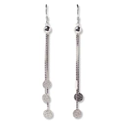 Aros Colgantes Cadena Veneciana Discos Satinados Plata Fina 925 Plateado TALLA UNICA