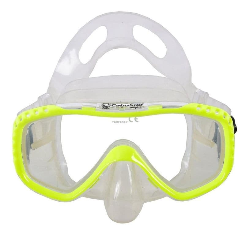 Mascara Dolphin Comodidad Vision Clara para Buceo y Snorkel - Amarillo - Unico