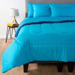 COMBO 51 PLUMON BICOLOR CELESTE AZUL 2 PLAZAS