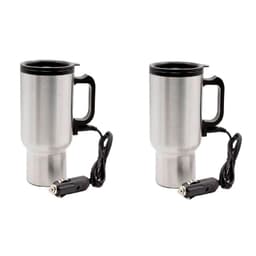 Vaso Termico Pack 2 Electrico Auto 480ml Acero Tazon Mug 12v Calentador Agua Cafe Pro FIGOIMPORT