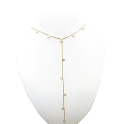 Collar Corbatero 16 Circones Blancos Enchapado Oro 18K Dorado TALLA UNICA