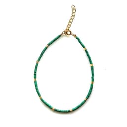 Pulsera Turquesa Tubo Mostacillas Enchapadas Oro 18K Turquesa TALLA UNICA