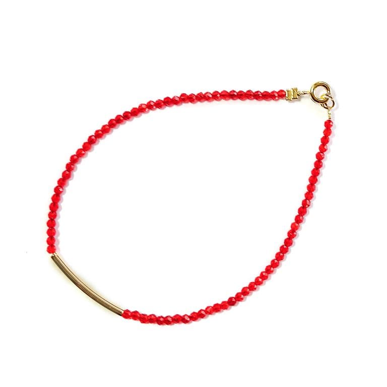 Pulsera Cristales Rojo Tubo Enchapado Oro 18K Rojo TALLA UNICA