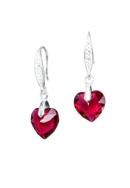 Aros Amor Plata 925 creado con cristales de Swarovski Scarlet Rojo TALLA UNICA