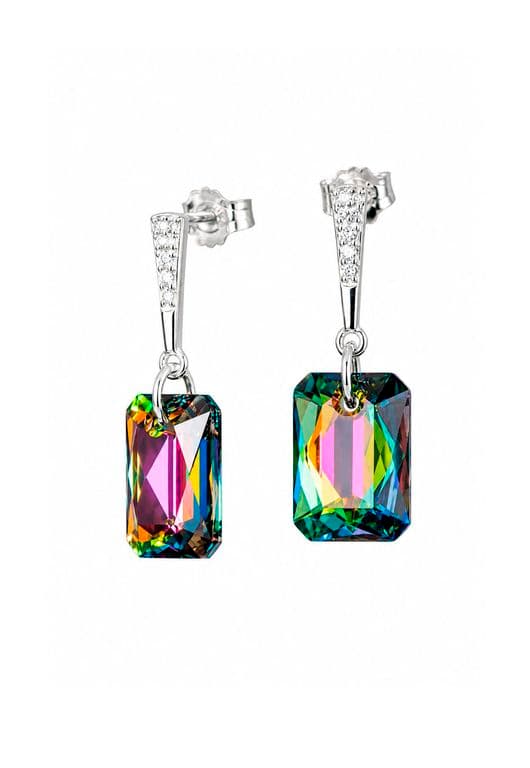 Aros Estefania Plata 925 creado con cristales de Swarovski Vitral Medium Verde TALLA UNICA