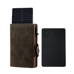 Pack Billetera Tarjetero con Localizador Cafe Oscuro TALLA UNICA