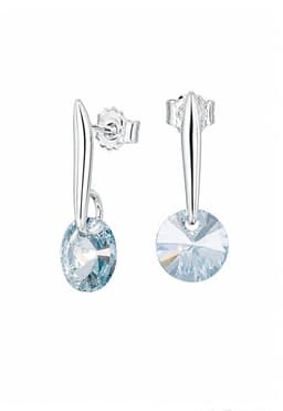 Aros Punto de Luz Plata 925 creado con cristales de Swarovski Blue Shade Celeste Claro TALLA UNICA