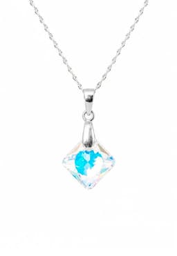 Collar Cristina Plata 925 creado con cristales de Swarovski Aurora Boreal Blanco 1