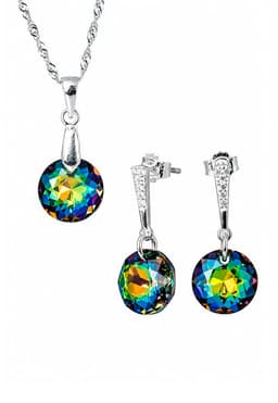 Conjunto Gracia Plata 925 creado con cristales de Swarovski Vitral Medium Verde TALLA UNICA