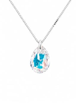 Collar Gota de Luz Plata 925 creado con cristales de Swarovski Aurora Boreal Blanco TALLA UNICA