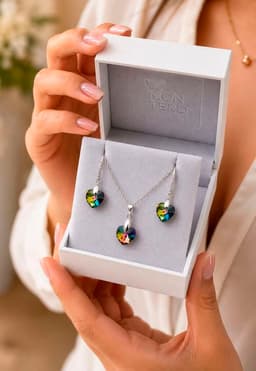 Conjunto Romance Plata 925 creado con cristales de Swarovski Vitral Medium Verde TALLA UNICA