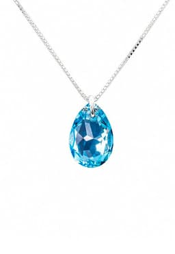 Collar Gota de Luz Plata 925 creado con cristales de Swarovski Aquamarine Celeste TALLA UNICA