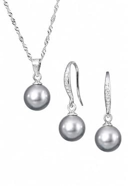 Conjunto Oslo Plata 925 creado con perlas de Swarovski Grey Gris TALLA UNICA