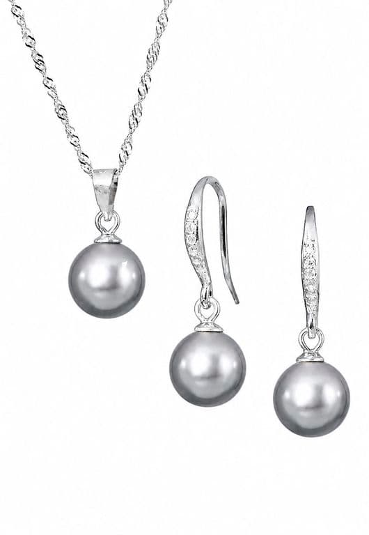 Conjunto Oslo Plata 925 creado con perlas de Swarovski Grey Gris TALLA UNICA