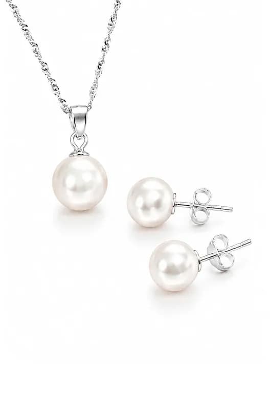 Conjunto Viena Plata 925 creado Perla de Swarovski Cream Beige TALLA UNICA