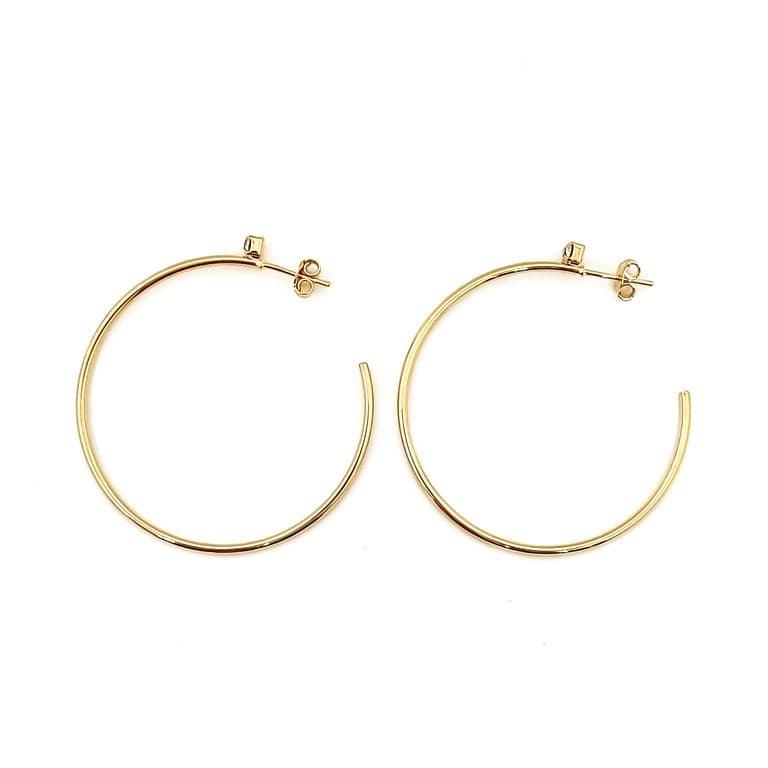 Aros Argollas Circon 44mm Enchapado Oro 18K Dorado TALLA UNICA