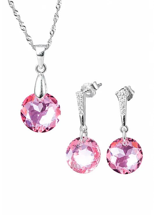 Conjunto Gracia Plata 925 creado con cristales de Swarovski Light Rose