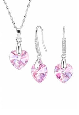 Conjunto Romance Plata 925 creado con cristales de Swarovski Light Rose Rosa TALLA UNICA