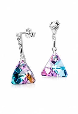 Aros Trinidad Plata 925 creado cristales de Swarovski Vitral Light Violeta TALLA UNICA