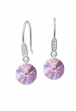 Aros Punto De Luz Circon Plata 925 creado con cristales de Swarovski Rose Shimmer Rosa TALLA UNICA
