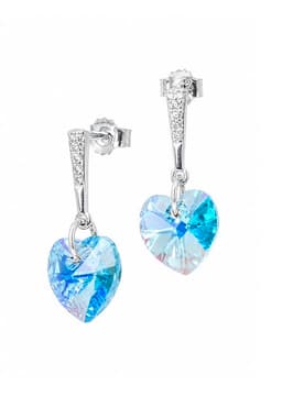 Aros Romance Plata 925 creado con cristales de Swarovski Aquamarine Azul TALLA UNICA