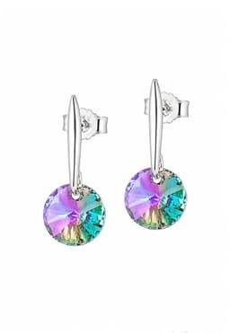 Aros Punto de Luz Plata 925 creado con cristales de Swarovski Paradise Shine Verde TALLA UNICA