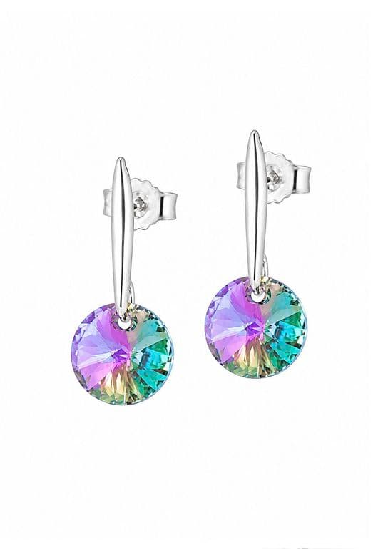 Aros Punto de Luz Plata 925 creado con cristales de Swarovski Paradise Shine Verde TALLA UNICA