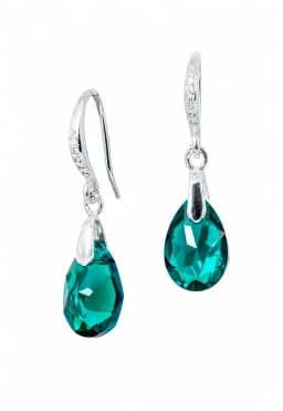 Aros Gota De Luz Plata 925 creado con cristales de Swarovski Emerald Verde TALLA UNICA