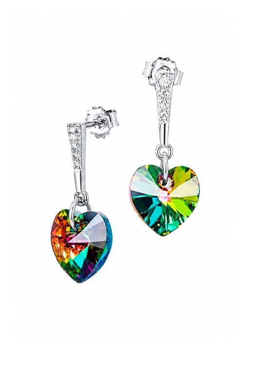 Aros Romance Plata 925 creado con cristales de Swarovski Vitral Medium Verde TALLA UNICA
