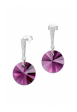 Aros Paris Plata 925 creado con cristales de Swarovski Amethyst Rosa TALLA UNICA