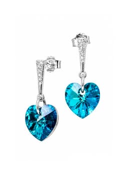 Aros Romance Plata 925 creado cristales de Swarovski Bermuda Blue Azul TALLA UNICA