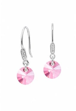 Aros Punto De Luz Circon Plata 925 creado con cristales de Swarovski Antique Pink Rosa TALLA UNICA