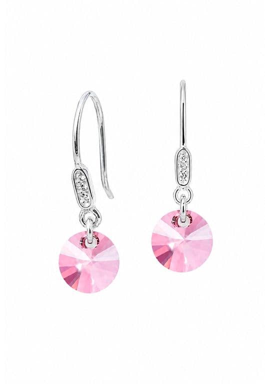 Aros Punto De Luz Circon Plata 925 creado con cristales de Swarovski Antique Pink Rosa TALLA UNICA