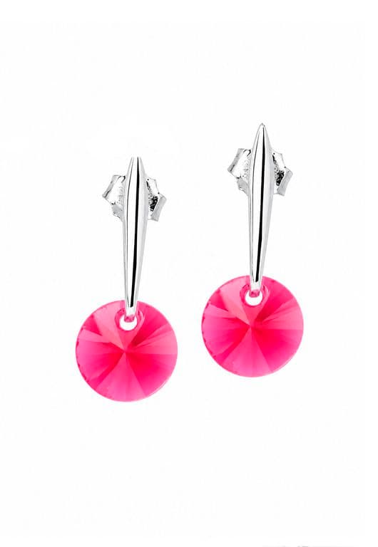 Aros Punto De Luz Plata 925 creado con cristales de Swarovski Scarlet Rojo TALLA UNICA