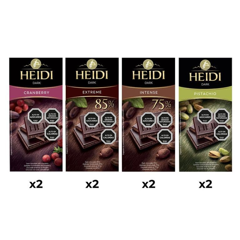 Pack 8 tabletas chocolate dark surtidas 80g
