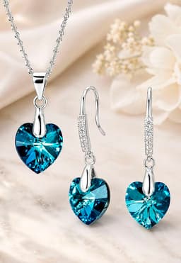 Conjunto Romance Plata 925 creado con cristales de Swarovski Bermuda Blue Azul 1